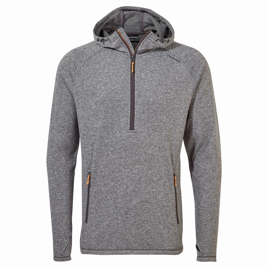 Black Craghoppers Dynamic Hooded Half Zip Top Men's T-Shirts | MWO8098JH