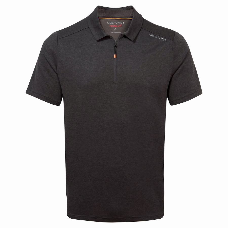 Black Craghoppers NosiLife Pro Active Short Sleeved Polo Men's T-Shirts | BEB7142NL