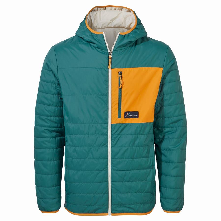 Green Craghoppers Cameo CompressLite Hooded Men's Jackets | QTY4727FP