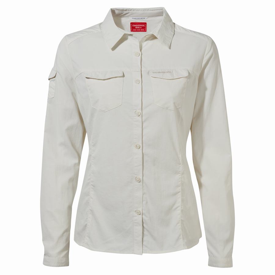White Craghoppers NosiLife Adventure II Long Sleeved Women's Shirts | ZUK7743SF