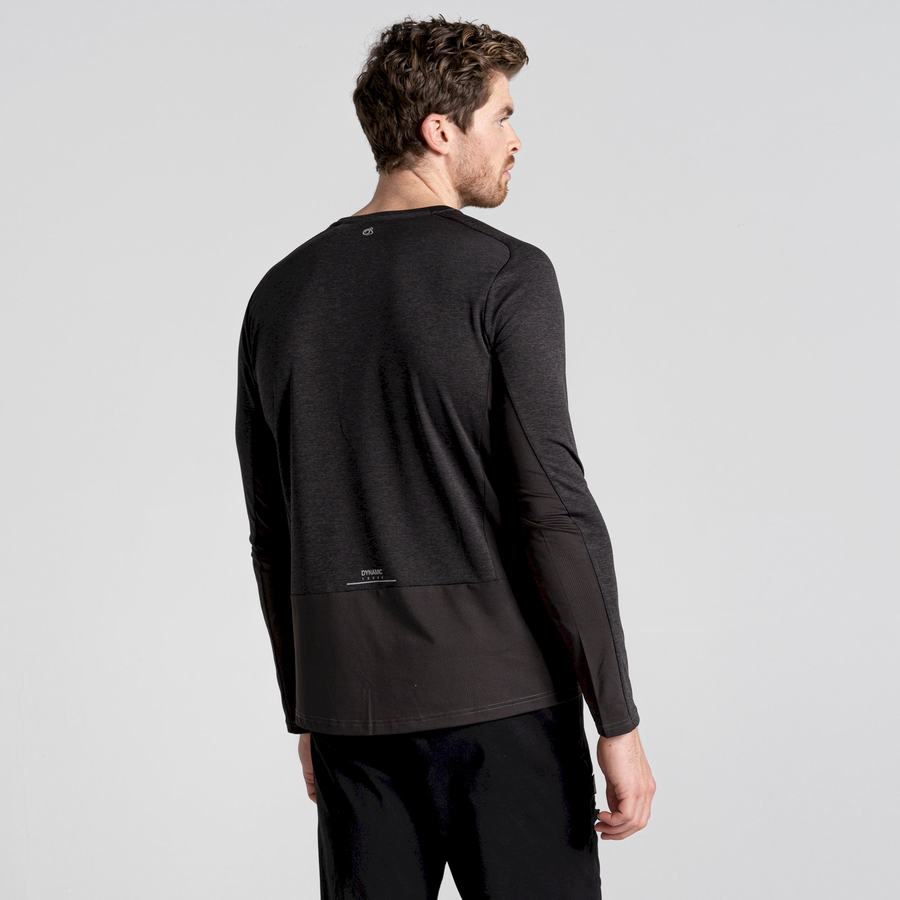 Black Craghoppers Dynamic Pro Long Sleeved Men's T-Shirts | YMU8619AN