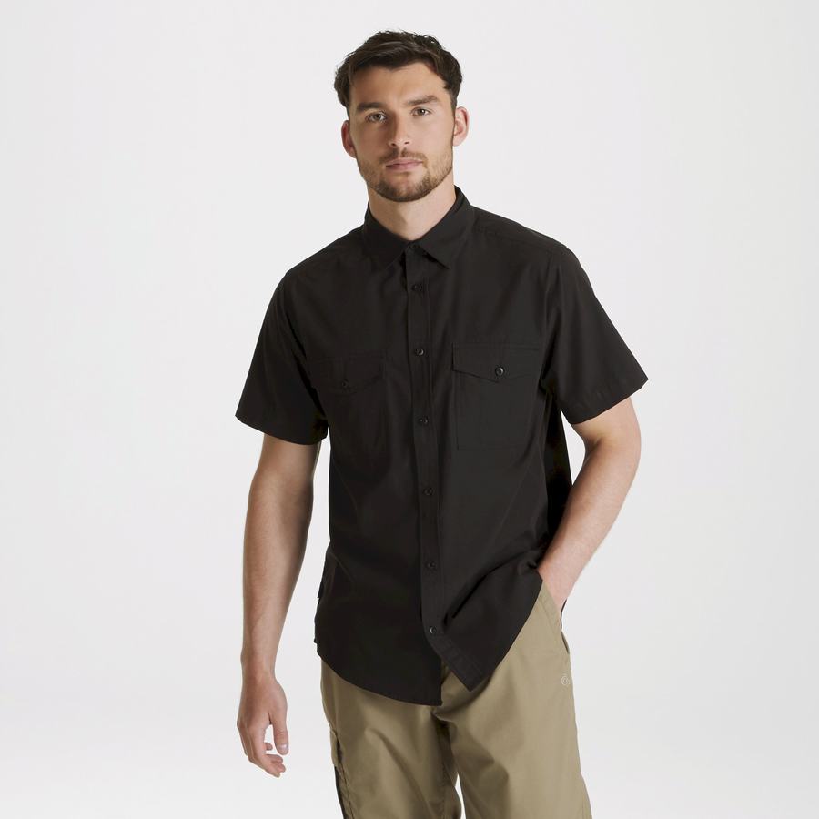 Black Craghoppers Expert Kiwi Short Sleeved Men's Shirts | MBC1834QC