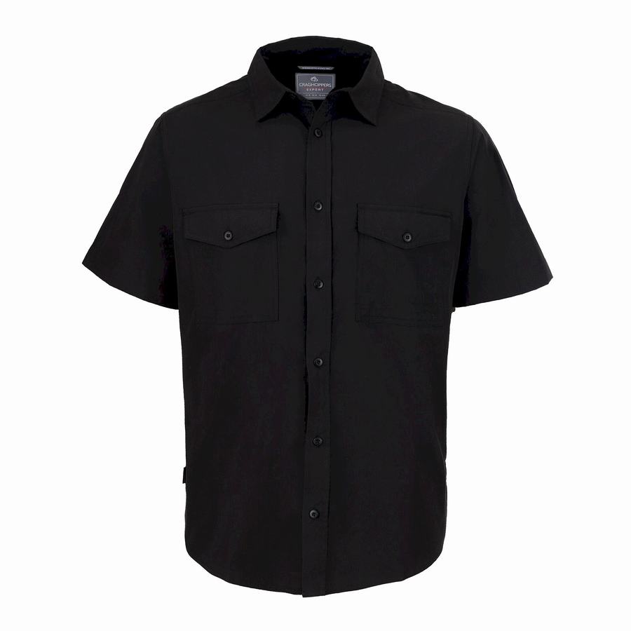 Black Craghoppers Expert Kiwi Short Sleeved Men's Shirts | MBC1834QC