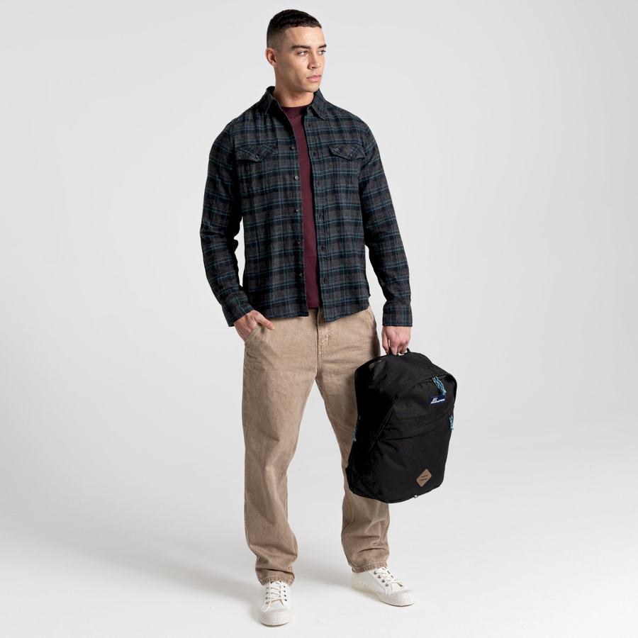 Black Craghoppers Kiwi IV Long Sleeved Check Men's Shirts | WLY7141DT