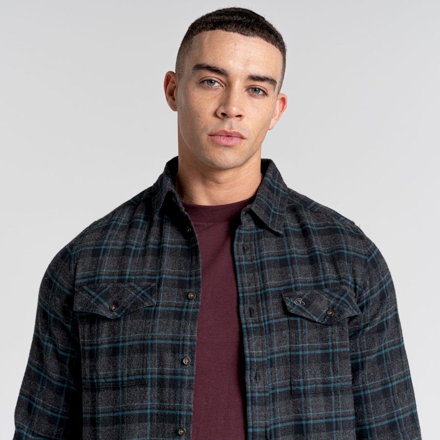 Black Craghoppers Kiwi IV Long Sleeved Check Men's Shirts | WLY7141DT