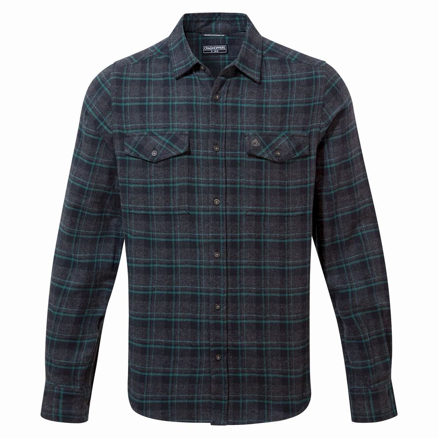 Black Craghoppers Kiwi IV Long Sleeved Check Men's Shirts | WLY7141DT