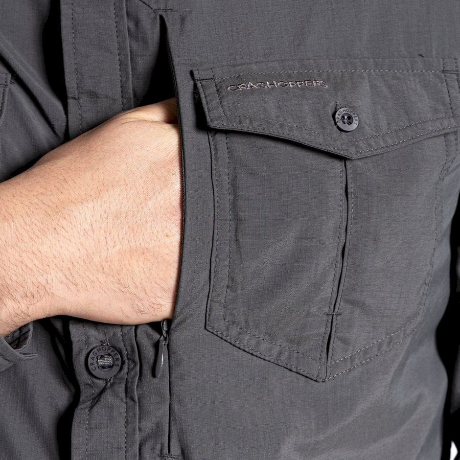 Black Craghoppers NosiLife Adventure II Long Sleeved Men's Shirts | MFM4215YM