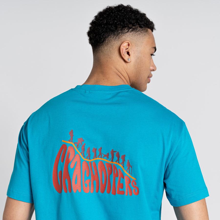 Blue Craghoppers Crosby Short Sleeved Men's T-Shirts | PTQ850EE