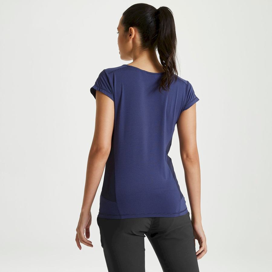 Blue Navy Craghoppers Atmos Short Sleeved Women's T-Shirts | LES795EK