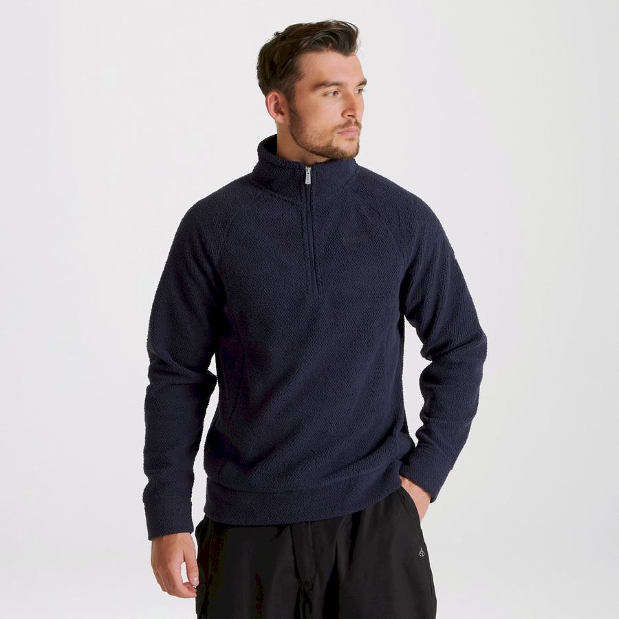 Blue Navy Craghoppers Cason Half-Zip Men's Sweaters | DUO59QJ