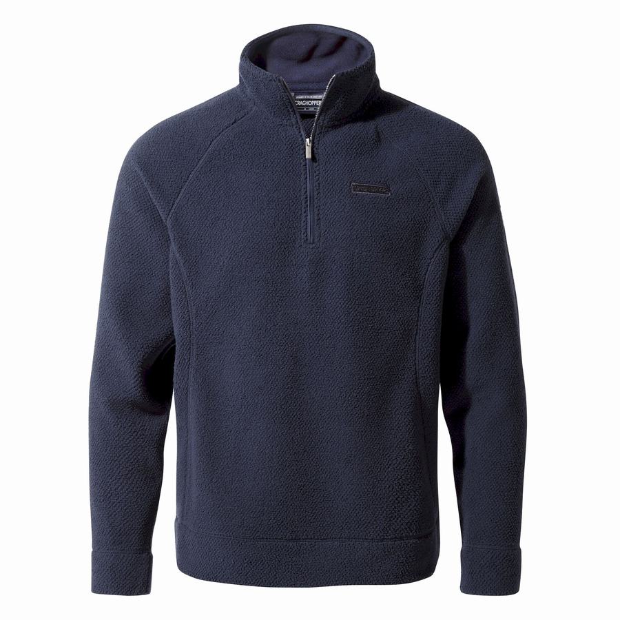 Blue Navy Craghoppers Cason Half-Zip Men's Sweaters | DUO59QJ