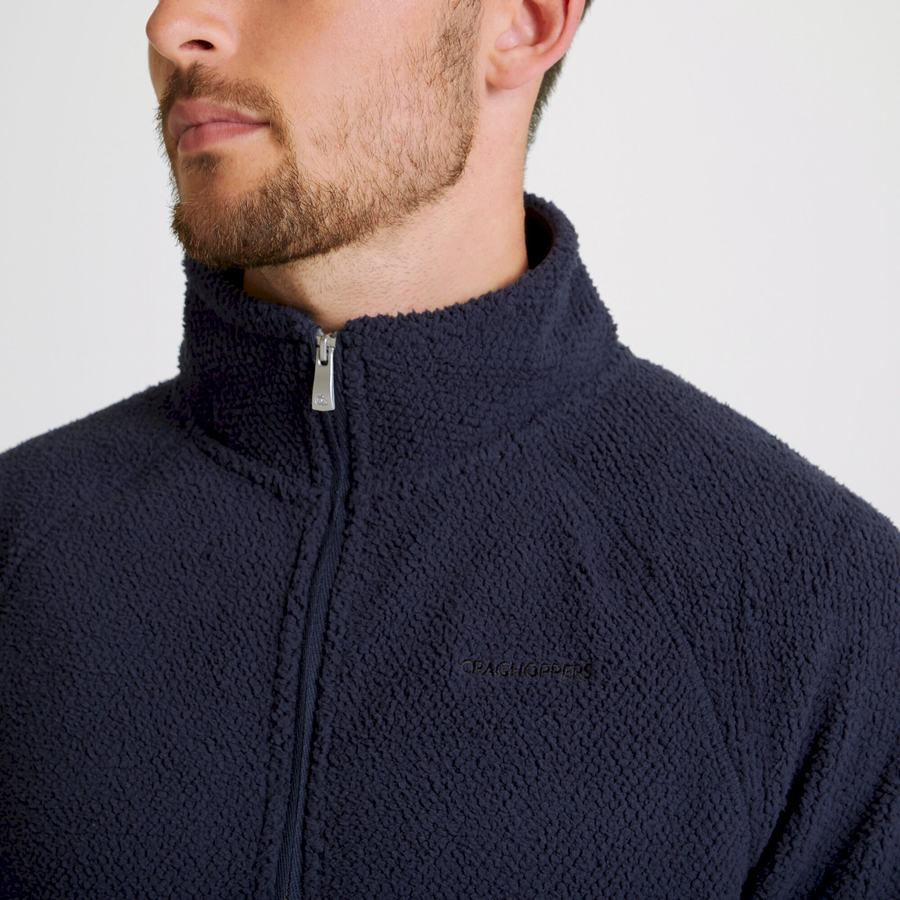 Blue Navy Craghoppers Cason Half-Zip Men's Sweaters | DUO59QJ