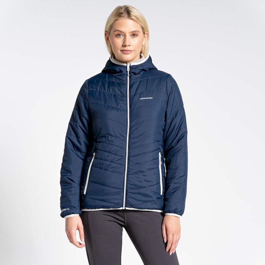 Blue Navy Craghoppers Compresslite VI Hooded Women's Jackets | SGV4059UA
