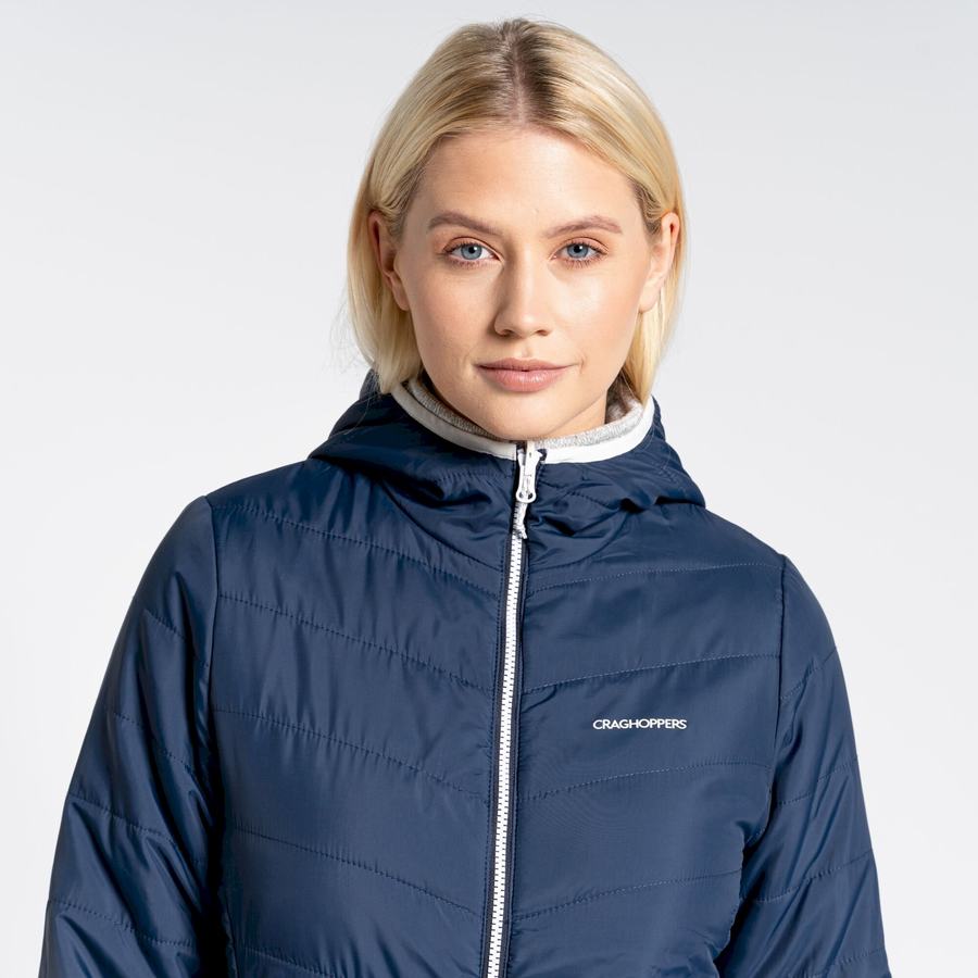 Blue Navy Craghoppers Compresslite VI Hooded Women's Jackets | SGV4059UA