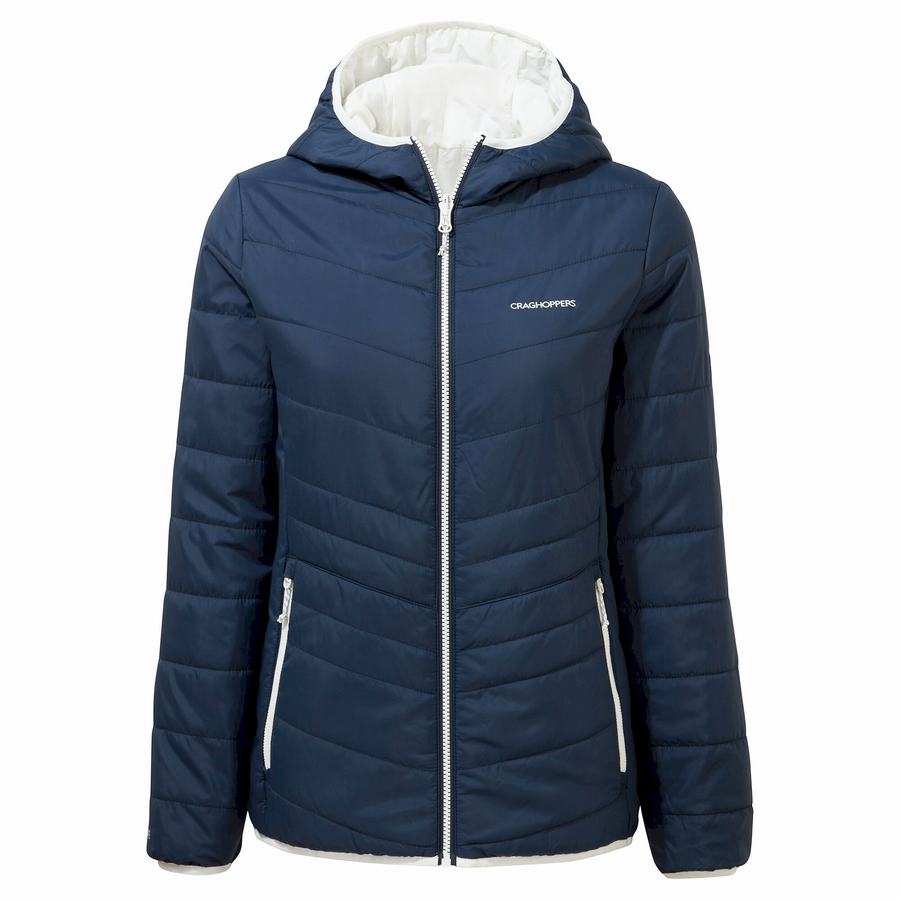 Blue Navy Craghoppers Compresslite VI Hooded Women\'s Jackets | SGV4059UA