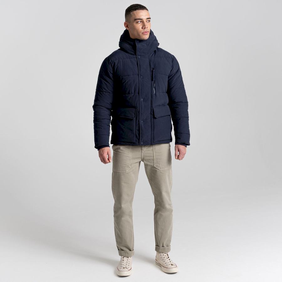 Blue Navy Craghoppers Dunbeath Insulated Hooded Men's Jackets | WZN9782XP