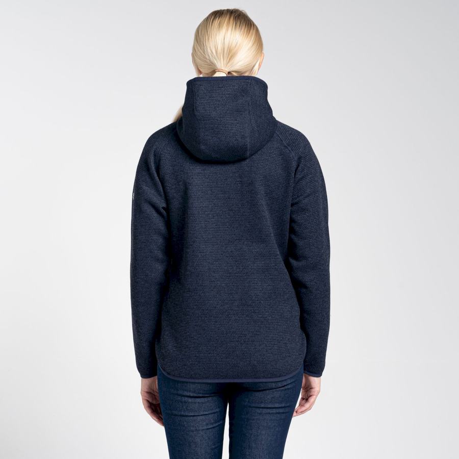 Blue Navy Craghoppers Elena Hooded Half Zip Women's Sweaters | OFJ518DE