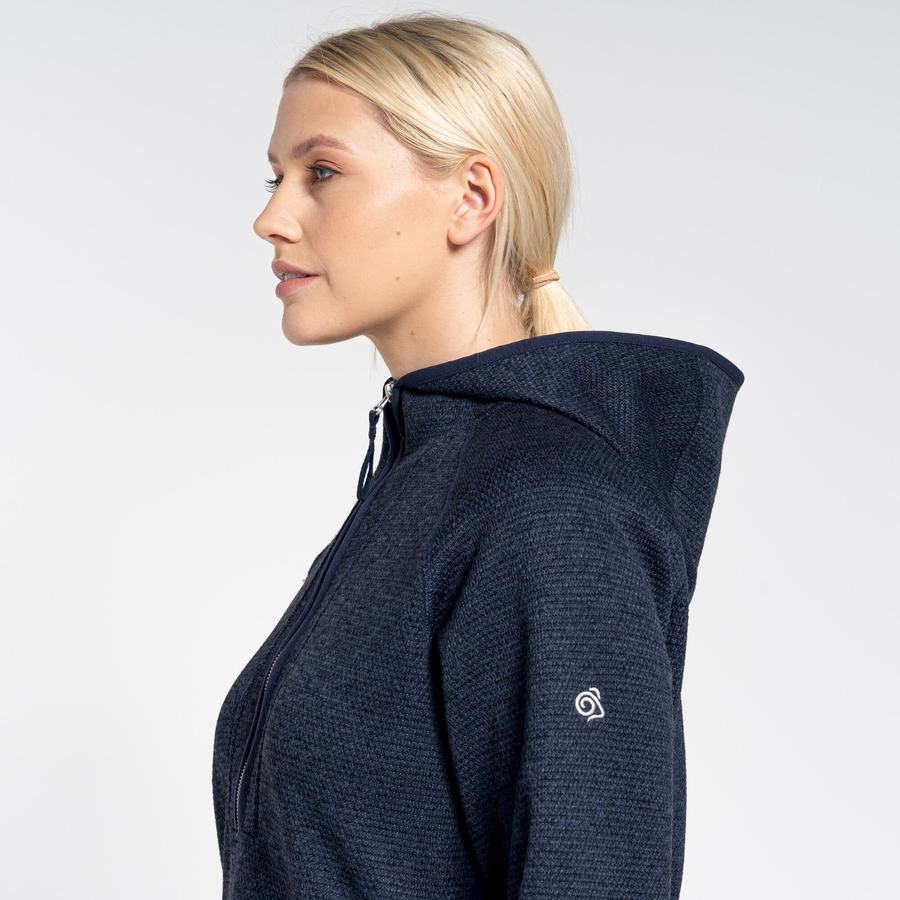 Blue Navy Craghoppers Elena Hooded Half Zip Women's Sweaters | OFJ518DE