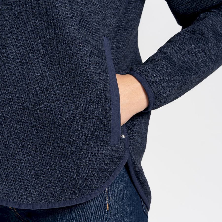 Blue Navy Craghoppers Elena Hooded Half Zip Women's Sweaters | OFJ518DE