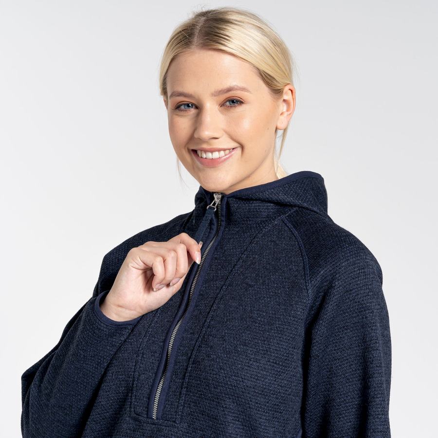 Blue Navy Craghoppers Elena Hooded Half Zip Women's Sweaters | OFJ518DE