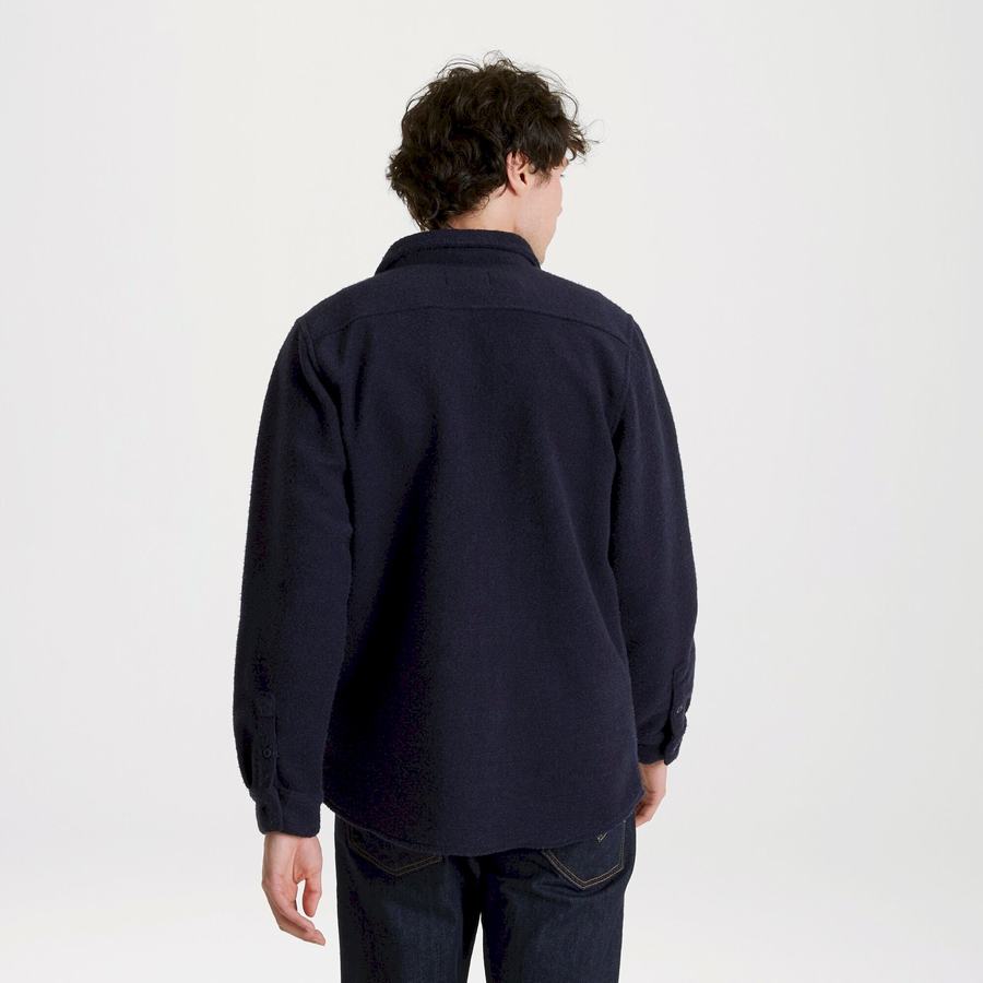 Blue Navy Craghoppers Leroy Long Sleeved Men's Shirts | SSZ4748ZB