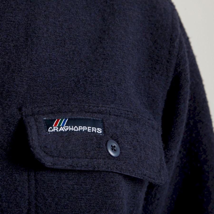 Blue Navy Craghoppers Leroy Long Sleeved Men's Shirts | SSZ4748ZB