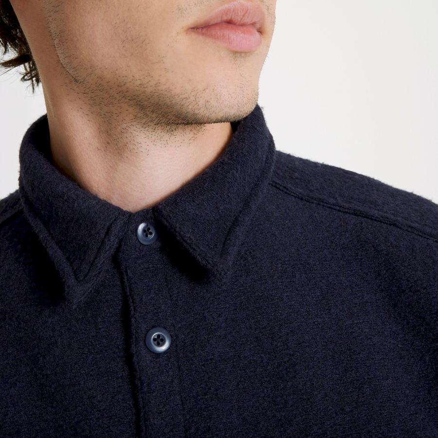 Blue Navy Craghoppers Leroy Long Sleeved Men's Shirts | SSZ4748ZB