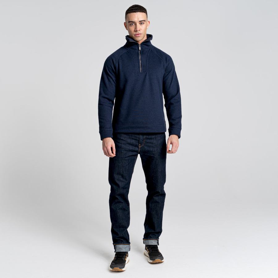 Blue Navy Craghoppers Logan Half Zip Men's Sweaters | WMS6695QJ