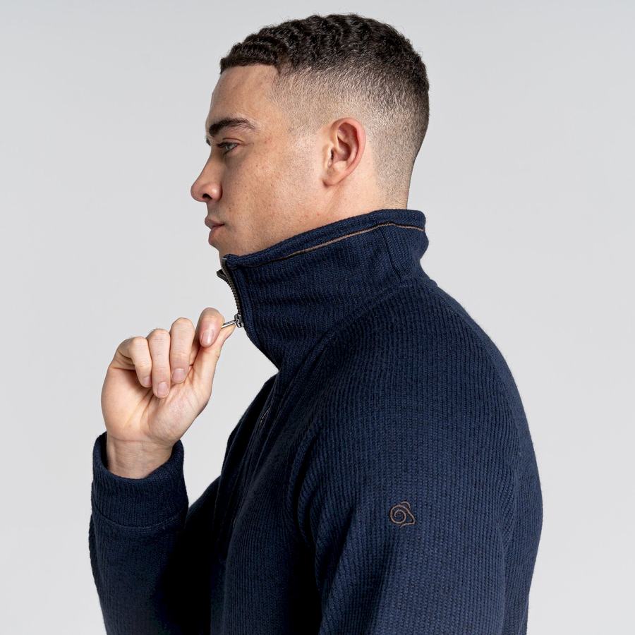 Blue Navy Craghoppers Logan Half Zip Men's Sweaters | WMS6695QJ