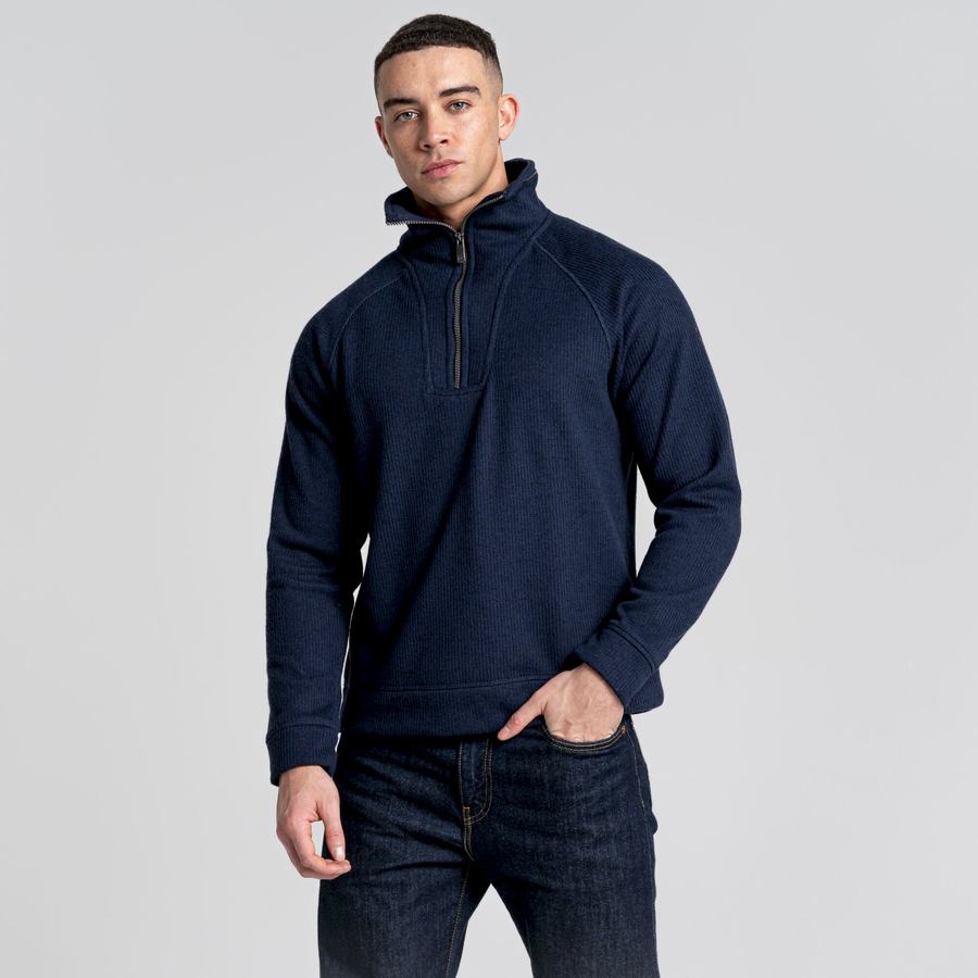 Blue Navy Craghoppers Logan Half Zip Men's Sweaters | WMS6695QJ