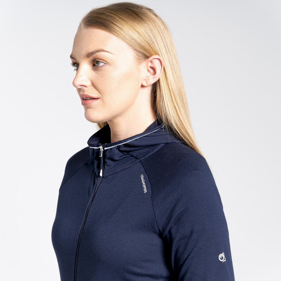 Blue Navy Craghoppers NosiLife Milanta Hooded Women's T-Shirts | FAU1446ZL