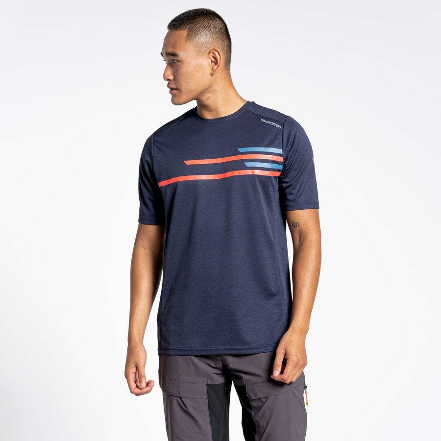 Blue Navy Craghoppers NosiLife Pro Active Short Sleeved Men's T-Shirts | FWQ2950IL