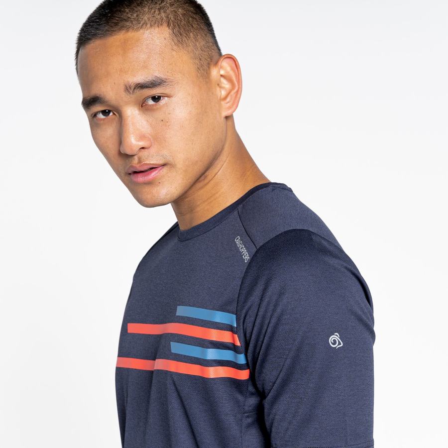 Blue Navy Craghoppers NosiLife Pro Active Short Sleeved Men's T-Shirts | FWQ2950IL