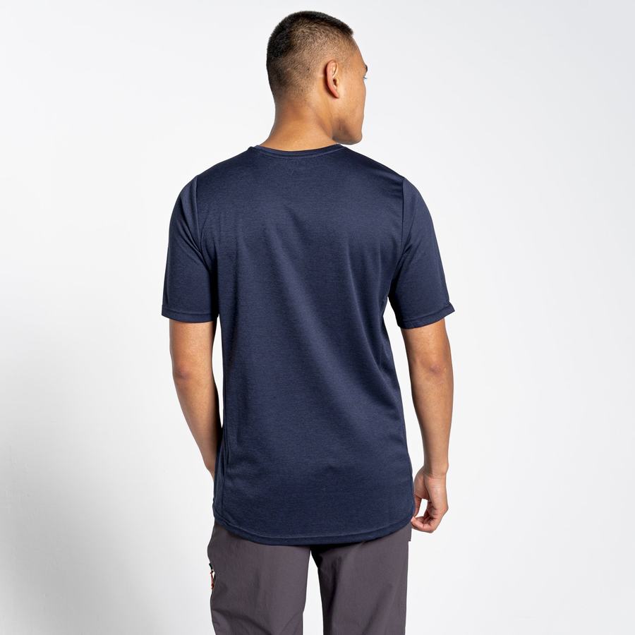 Blue Navy Craghoppers NosiLife Pro Active Short Sleeved Men's T-Shirts | FWQ2950IL