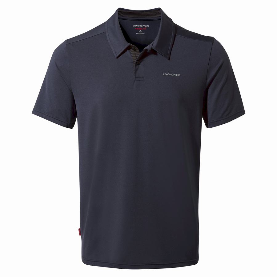 Blue Navy Craghoppers NosiLife Pro Short Sleeved Polo Men\'s T-Shirts | WYA122GJ