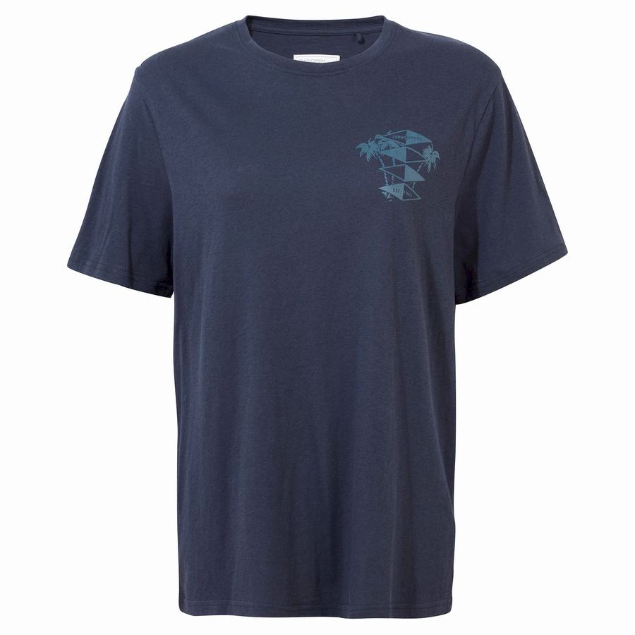 Blue Navy Craghoppers Nosibotanical Sten Short Sleeved Men's T-Shirts | EPZ4894MI
