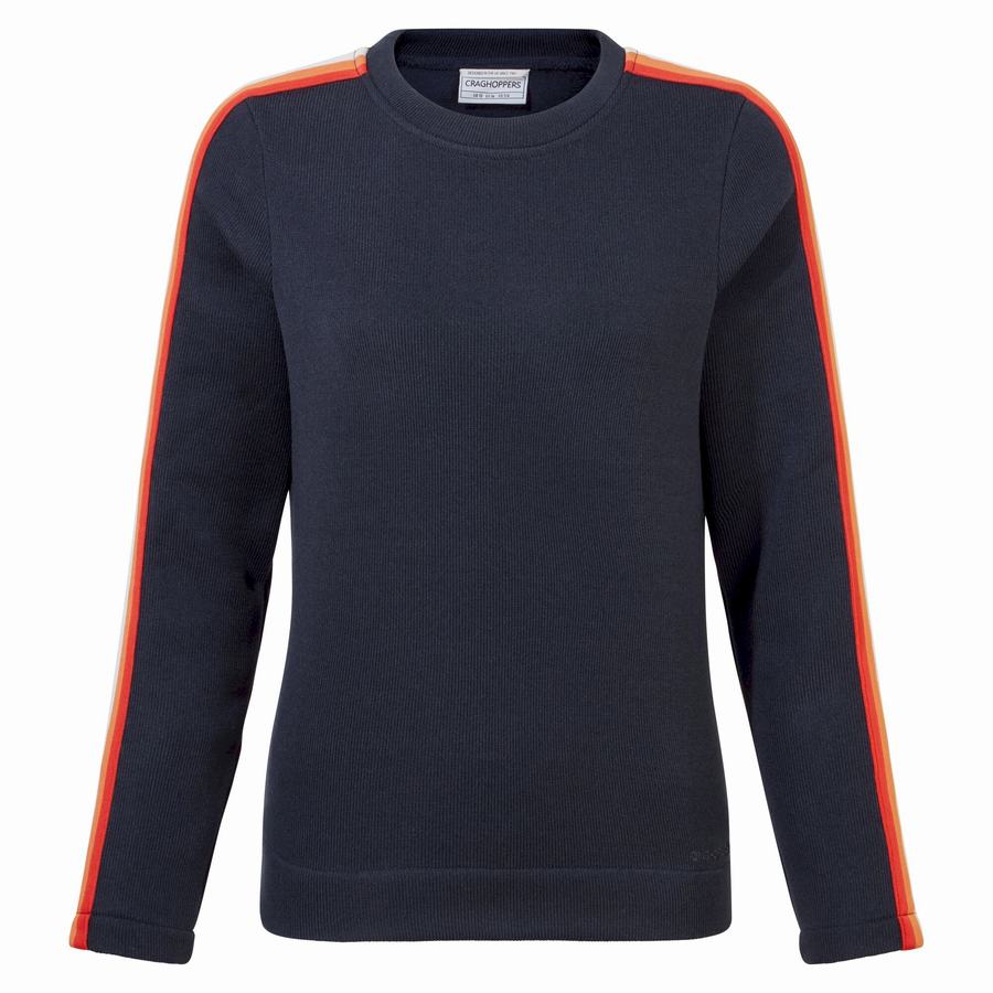 Blue Navy Craghoppers Pinalla Crew Neck Women's Sweatshirts | BSZ157OC
