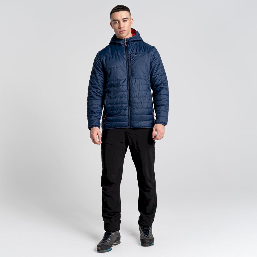 Blue Navy Red Craghoppers Compresslite VI Hooded Men's Jackets | OMX10022NR