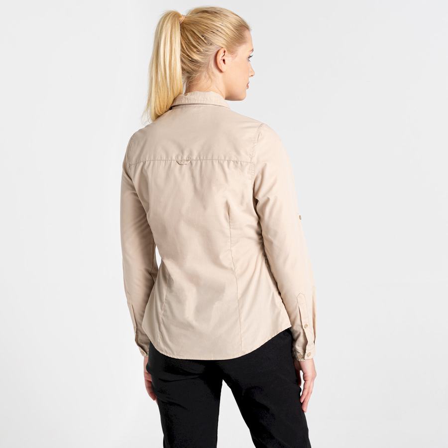 Brown Craghoppers Kiwi II Long Sleeved Women's Shirts | HZK9012PA