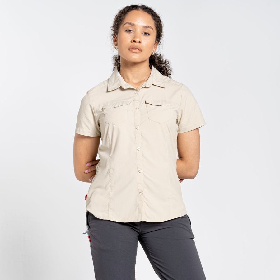 Brown Craghoppers NosiLife Adventure II Short Sleeved Women's Shirts | PIE2888VC
