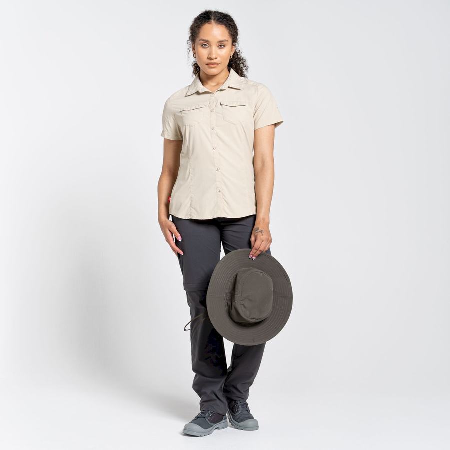 Brown Craghoppers NosiLife Adventure II Short Sleeved Women's Shirts | PIE2888VC