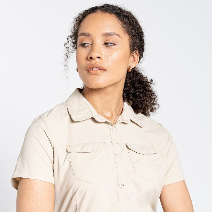 Brown Craghoppers NosiLife Adventure II Short Sleeved Women's Shirts | PIE2888VC
