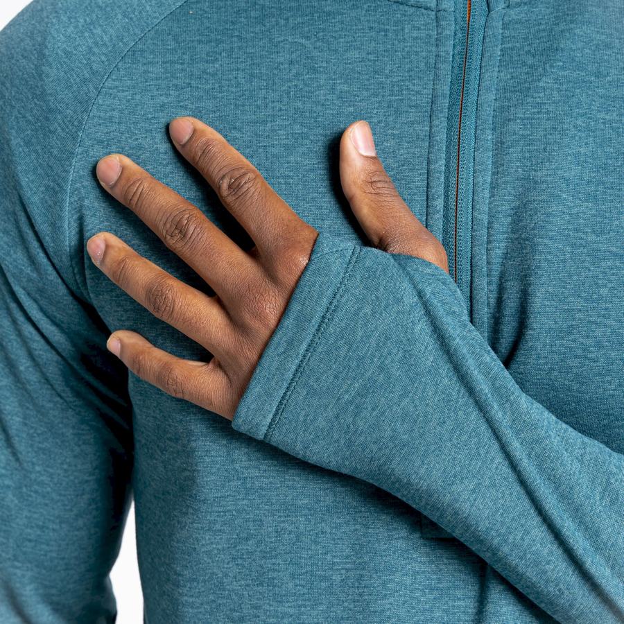 Green Craghoppers Dynamic Hooded Half Zip Top Men's T-Shirts | PMZ853BE