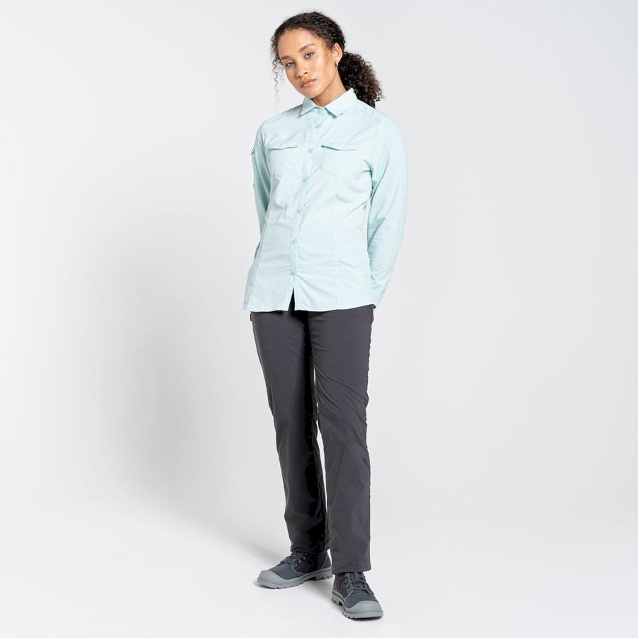 Green Craghoppers NosiLife Adventure II Long Sleeved Women's Shirts | TYS1565CZ