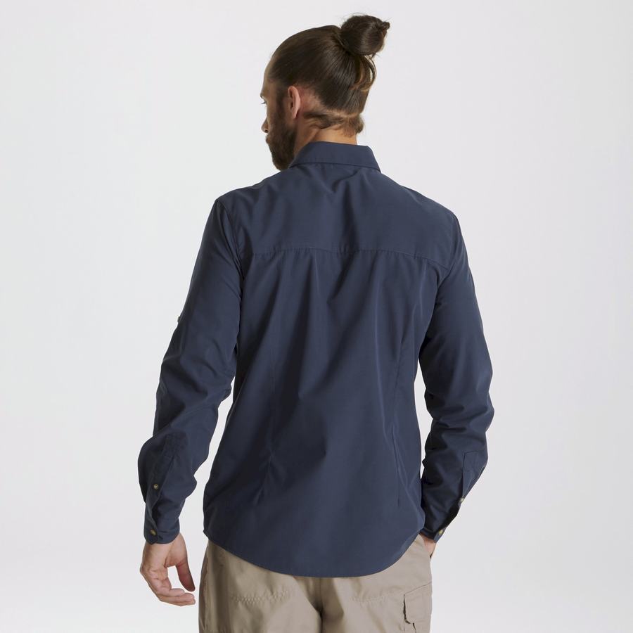 Grey Blue Craghoppers Kiwi Ridge Long Sleeved Men's Shirts | AVL4167VD