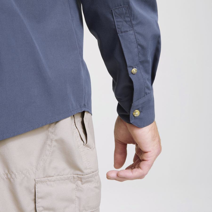 Grey Blue Craghoppers Kiwi Ridge Long Sleeved Men's Shirts | AVL4167VD