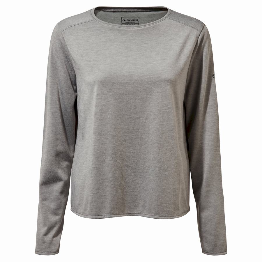 Grey Craghoppers First Layer Long Sleeved Women's T-Shirts | LWV4576UZ
