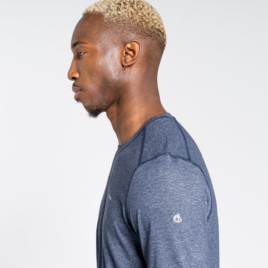 Navy Craghoppers NosiLife Talen Long Sleeved Men's T-Shirts | XHZ6520ZS
