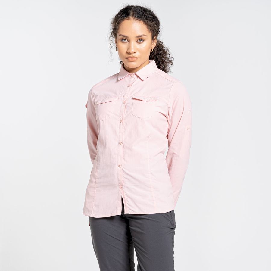 Pink Craghoppers NosiLife Adventure II Long Sleeved Women's Shirts | BYP3018VV