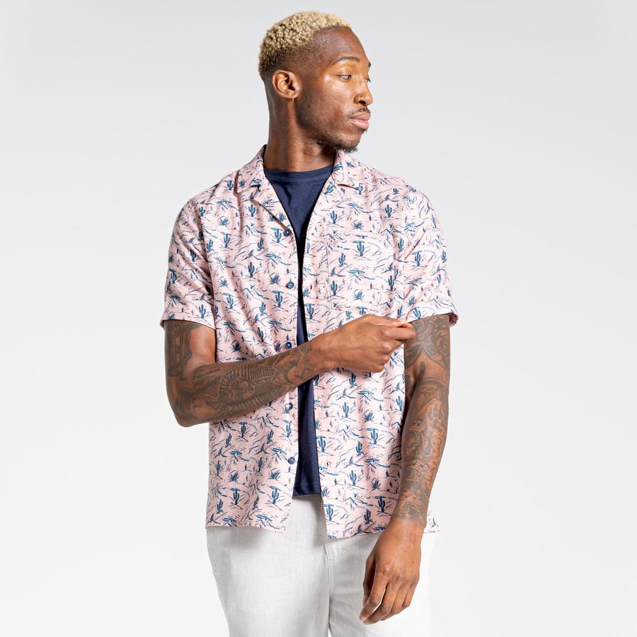 Pink Craghoppers Nosibotanical Hula Short Sleeved Men's Shirts | MDV1393UU